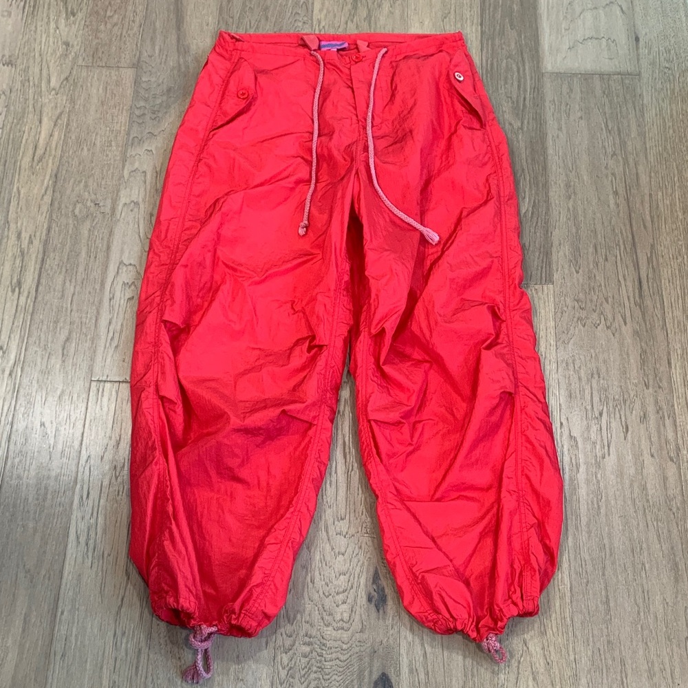Edikted Red Rian Nylon Cargo Pants Size M/L - Dolls Kill - Picture 5 of 14